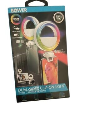 Bower Dual-Sided Clip-On RGB Ring Light NWT